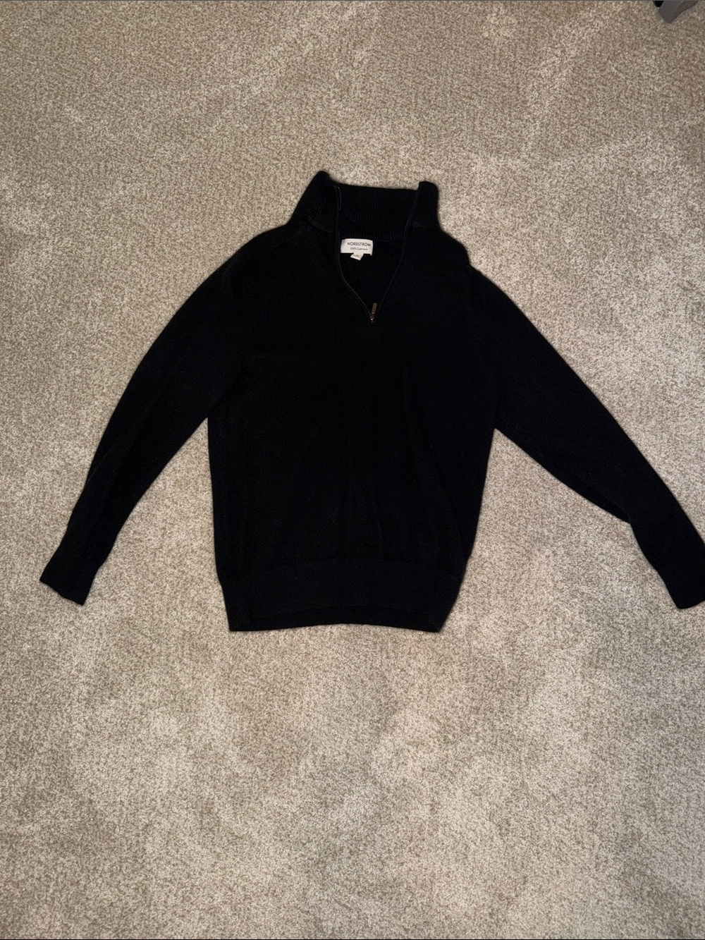 Nordstrom Men's Black Cashmere 1/4 Zip Luxury Sweater Size Medium